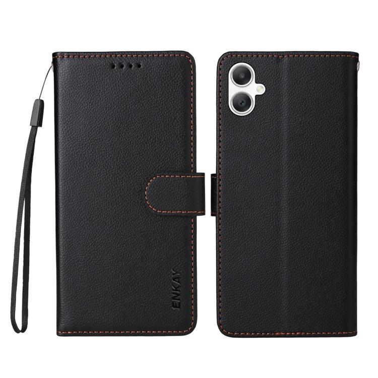 For Samsung Galaxy A07 4G ENKAY RFID Blocking Wallet Kickstand Litchi Texture Leather Phone Case