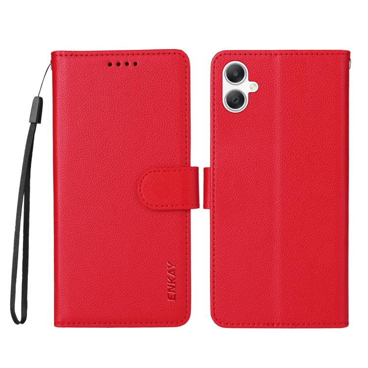 For Samsung Galaxy A07 4G ENKAY RFID Blocking Wallet Kickstand Litchi Texture Leather Phone Case