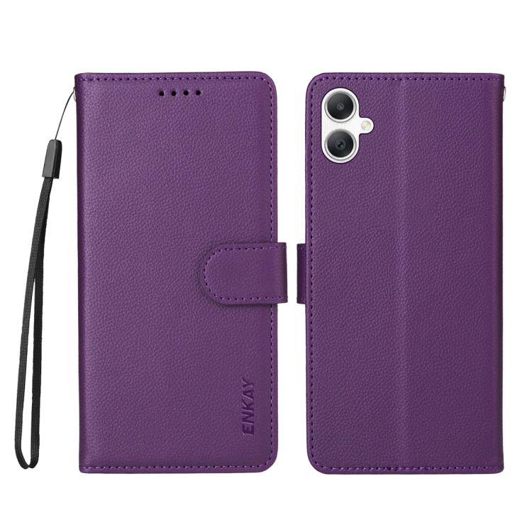 For Samsung Galaxy A07 4G ENKAY RFID Blocking Wallet Kickstand Litchi Texture Leather Phone Case