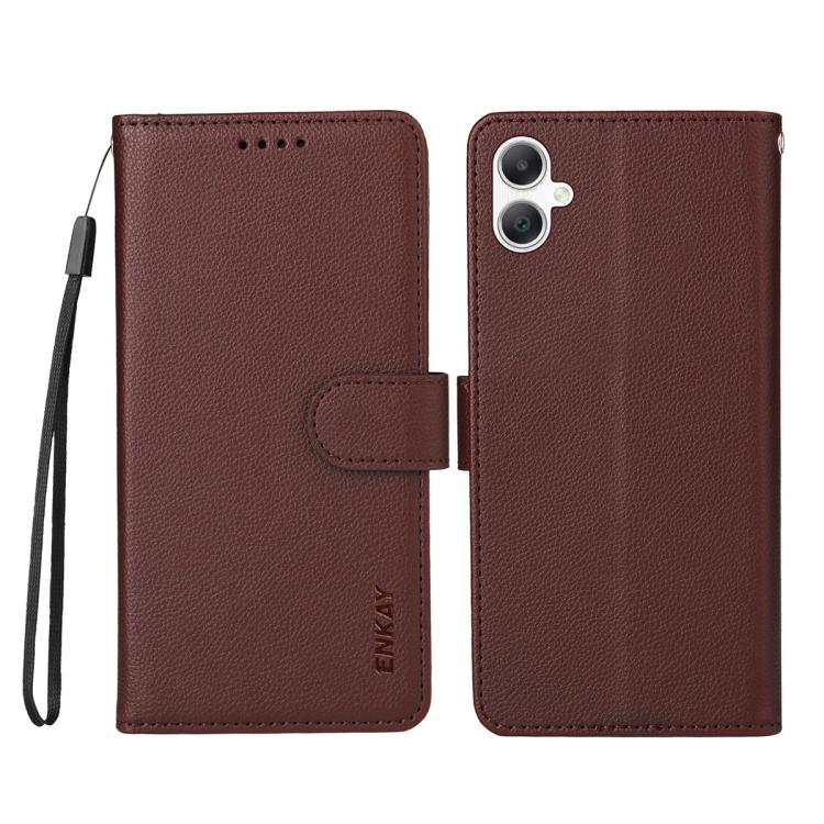 For Samsung Galaxy A07 4G ENKAY RFID Blocking Wallet Kickstand Litchi Texture Leather Phone Case