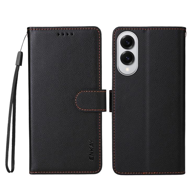 For Samsung Galaxy S25 Edge 5G ENKAY RFID Blocking Wallet Kickstand Litchi Texture Leather Phone Case
