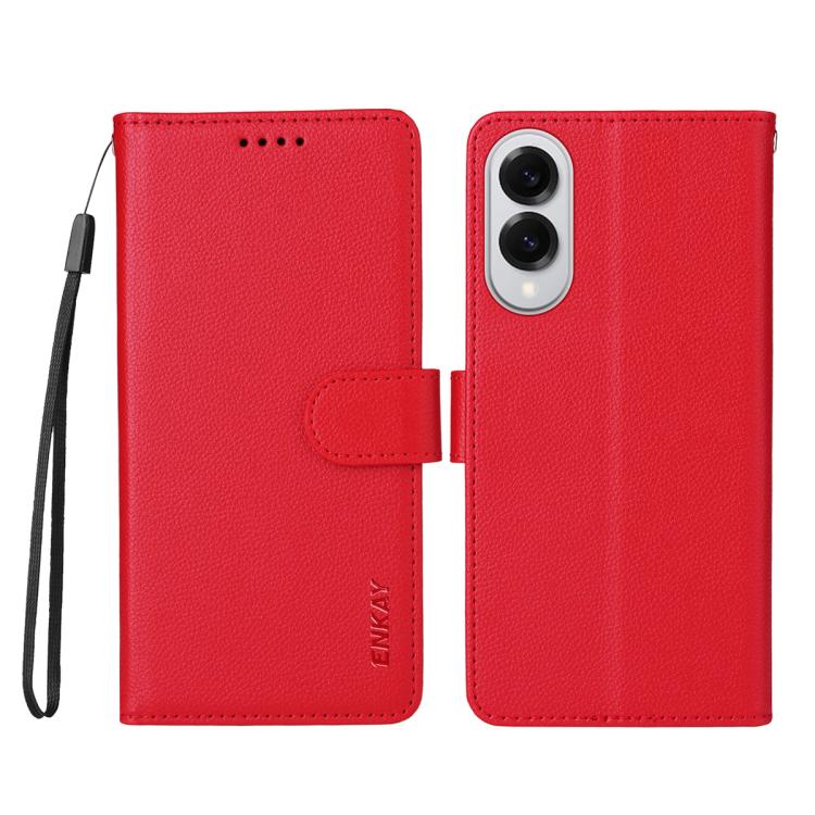 For Samsung Galaxy S25 Edge 5G ENKAY RFID Blocking Wallet Kickstand Litchi Texture Leather Phone Case
