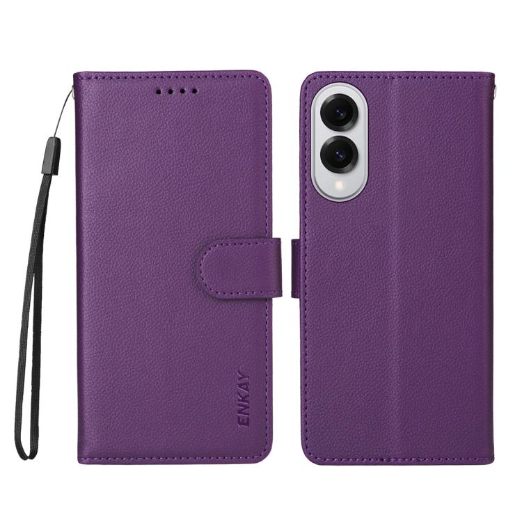For Samsung Galaxy S25 Edge 5G ENKAY RFID Blocking Wallet Kickstand Litchi Texture Leather Phone Case