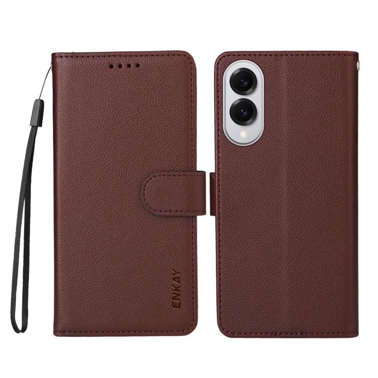 For Samsung Galaxy S25 Edge 5G ENKAY RFID Blocking Wallet Kickstand Litchi Texture Leather Phone Case