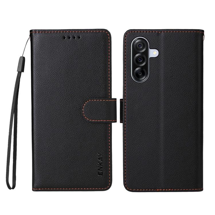 For Samsung Galaxy A36 5G / A36 5G JP ENKAY RFID Blocking Wallet Kickstand Litchi Texture Leather Phone Case
