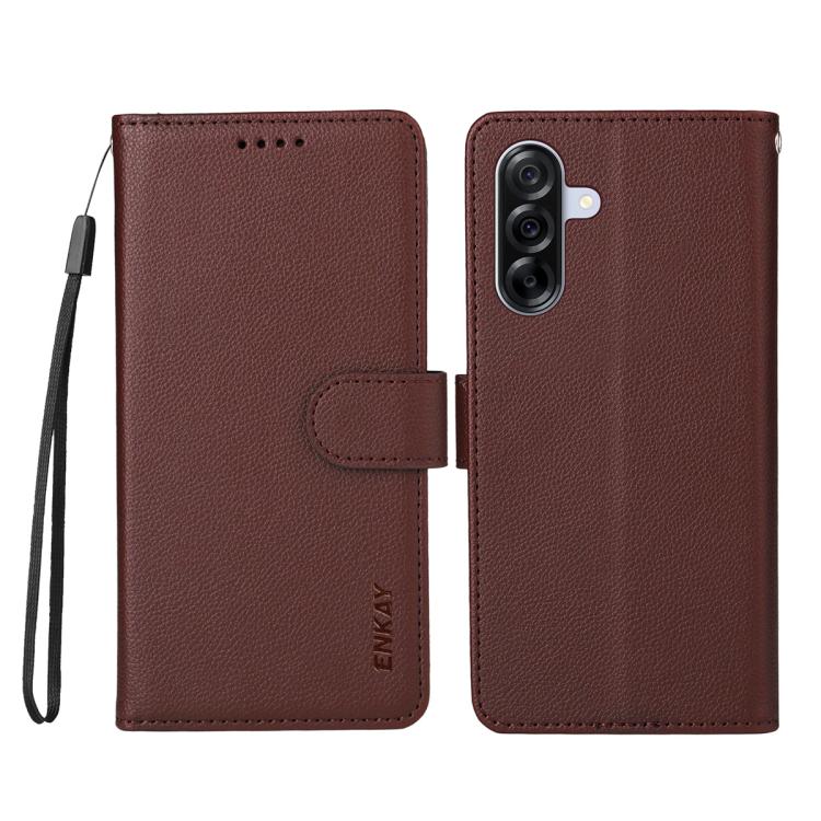 For Samsung Galaxy A36 5G / A36 5G JP ENKAY RFID Blocking Wallet Kickstand Litchi Texture Leather Phone Case