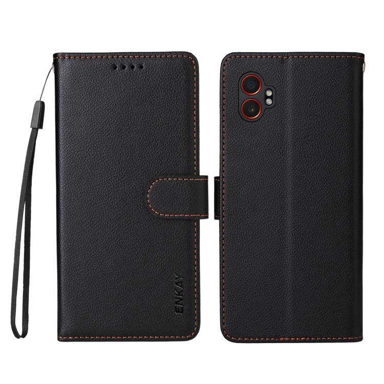 For Samsung Galaxy Xcover7 Pro ENKAY RFID Blocking Wallet Kickstand Litchi Texture Leather Phone Case