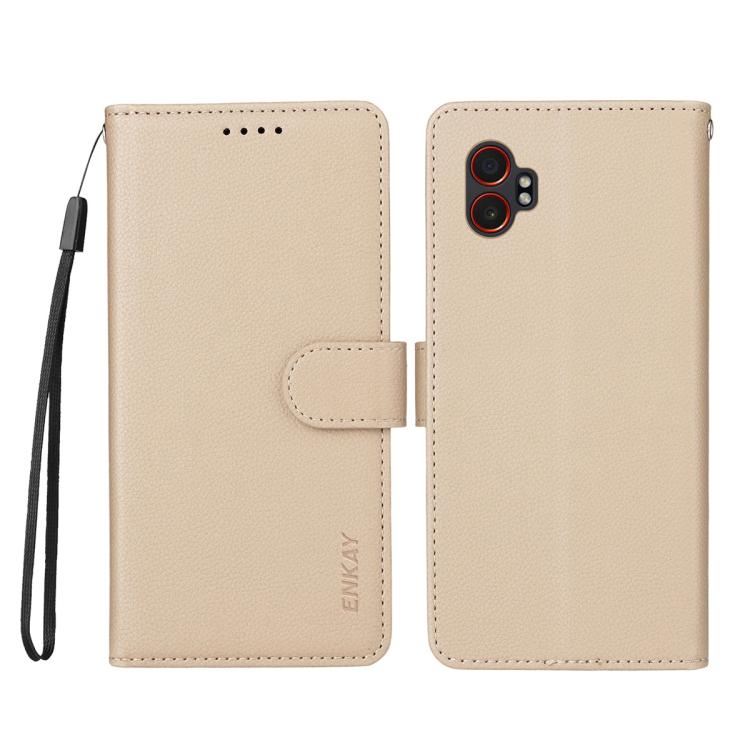For Samsung Galaxy Xcover7 Pro ENKAY RFID Blocking Wallet Kickstand Litchi Texture Leather Phone Case
