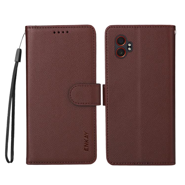 For Samsung Galaxy Xcover7 Pro ENKAY RFID Blocking Wallet Kickstand Litchi Texture Leather Phone Case