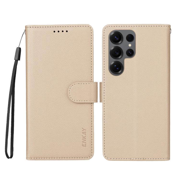 For Samsung Galaxy S24 Ultra 5G ENKAY RFID Blocking Wallet Kickstand Litchi Texture Leather Phone Case
