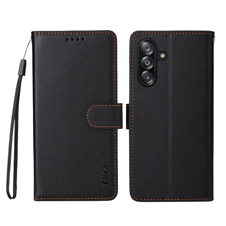 For Samsung Galaxy A17 5G /  A26 5G / A16 ENKAY RFID Blocking Wallet Kickstand Litchi Texture Leather Phone Case