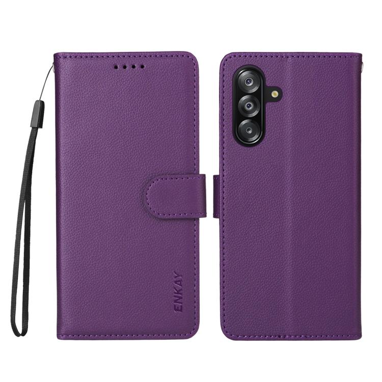 For Samsung Galaxy A17 5G /  A26 5G / A16 ENKAY RFID Blocking Wallet Kickstand Litchi Texture Leather Phone Case