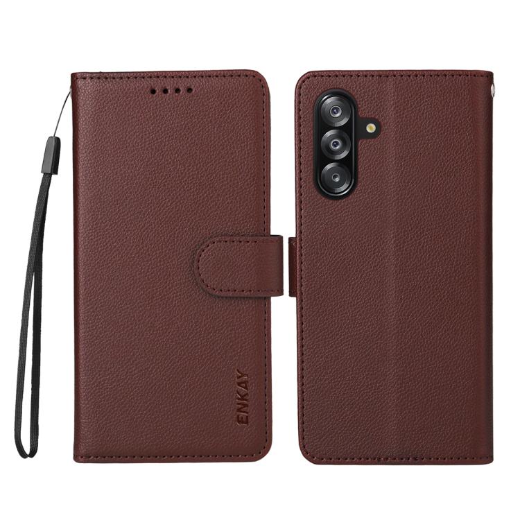 For Samsung Galaxy A17 5G /  A26 5G / A16 ENKAY RFID Blocking Wallet Kickstand Litchi Texture Leather Phone Case