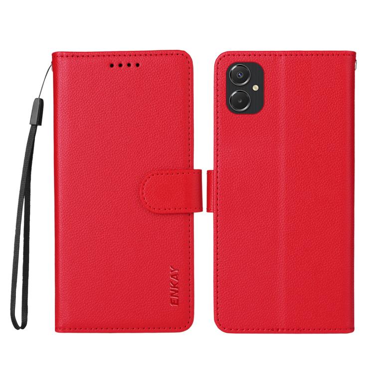 For Samsung Galaxy A06 4G / 5G ENKAY RFID Blocking Wallet Kickstand Litchi Texture Leather Phone Case