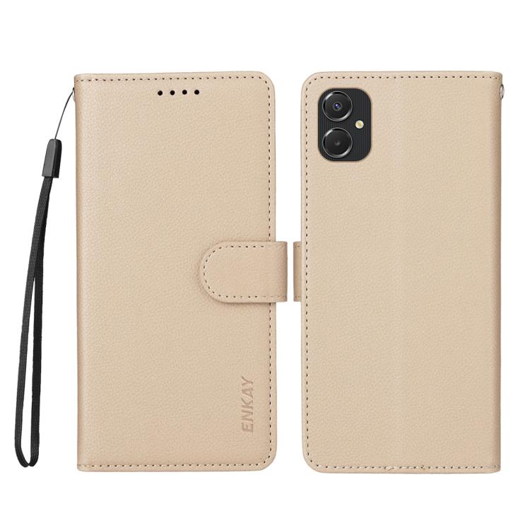 For Samsung Galaxy A06 4G / 5G ENKAY RFID Blocking Wallet Kickstand Litchi Texture Leather Phone Case