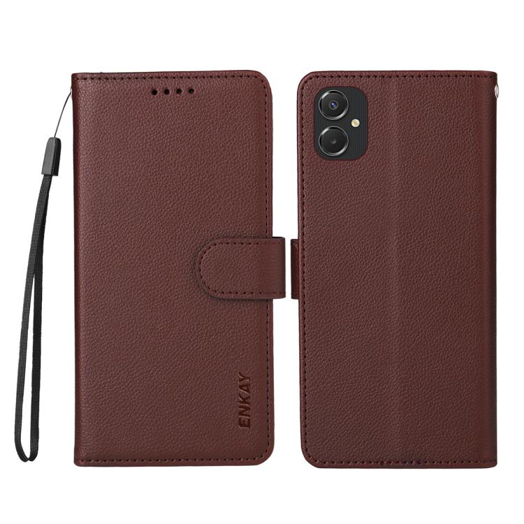 For Samsung Galaxy A06 4G / 5G ENKAY RFID Blocking Wallet Kickstand Litchi Texture Leather Phone Case