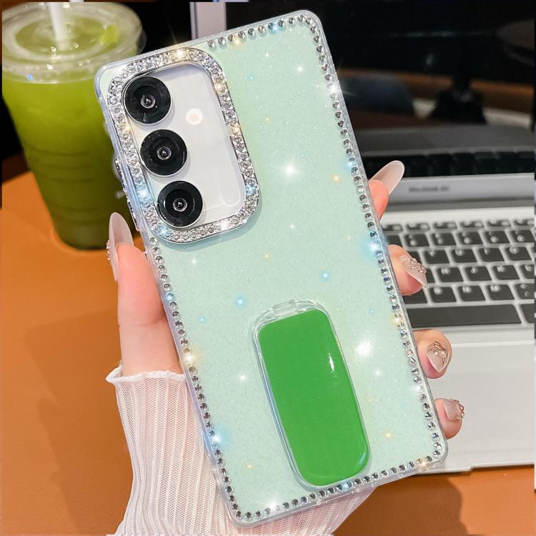 For Samsung Galaxy A35 5G Rhinestone Glitter TPU 4-corners Anti-fall Phone Case with Holder