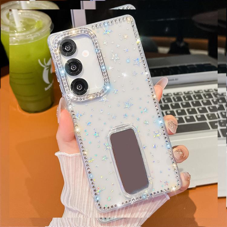 For Samsung Galaxy A17 5G Rhinestone Glitter TPU 4-corners Anti-fall Phone Case with Holder