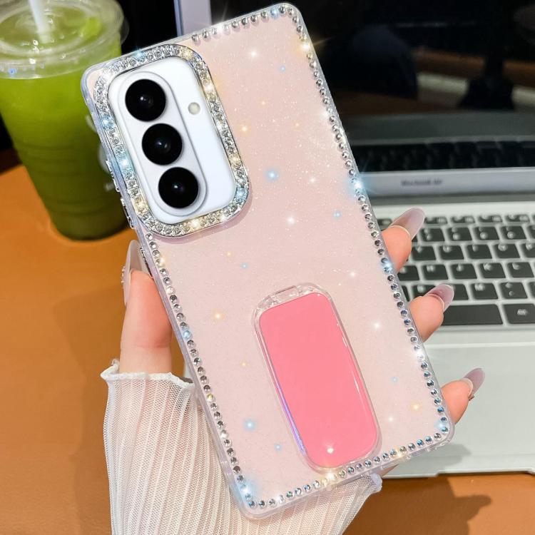 For Samsung Galaxy S26+ 5G Rhinestone Glitter TPU 4-corners Anti-fall Phone Case with Holder