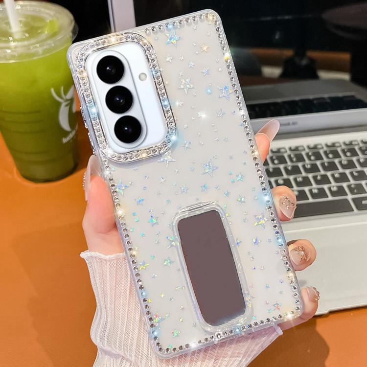 For Samsung Galaxy S26+ 5G Rhinestone Glitter TPU 4-corners Anti-fall Phone Case with Holder