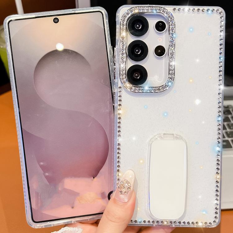 For Samsung Galaxy A07 5G Rhinestone Glitter TPU 4-corners Anti-fall Phone Case with Holder