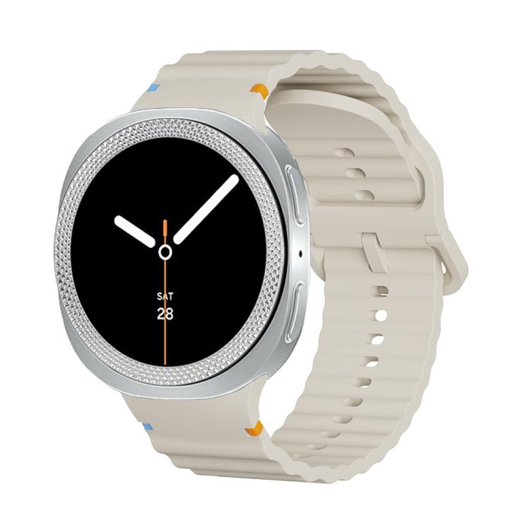 For Samsung Galaxy Watch8 40mm Rhombic Texture Bezel and Wavy Grain Stitched Color Buckle Silicone Watch Band