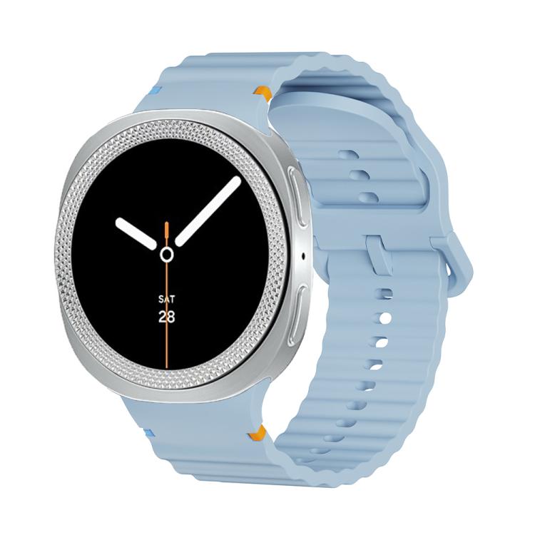 For Samsung Galaxy Watch8 40mm Rhombic Texture Bezel and Wavy Grain Stitched Color Buckle Silicone Watch Band