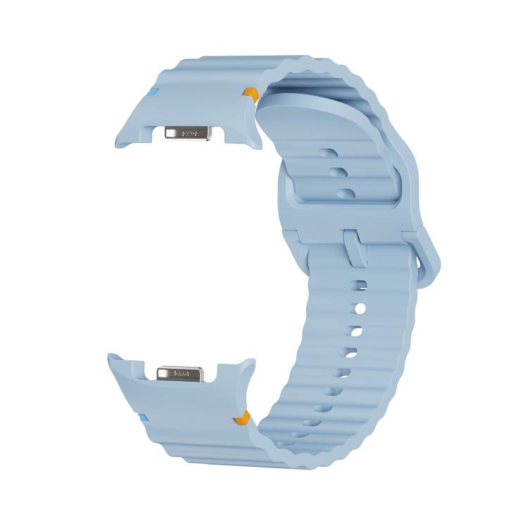 For Samsung Galaxy Watch8 40mm Rhombic Texture Bezel and Wavy Grain Stitched Color Buckle Silicone Watch Band