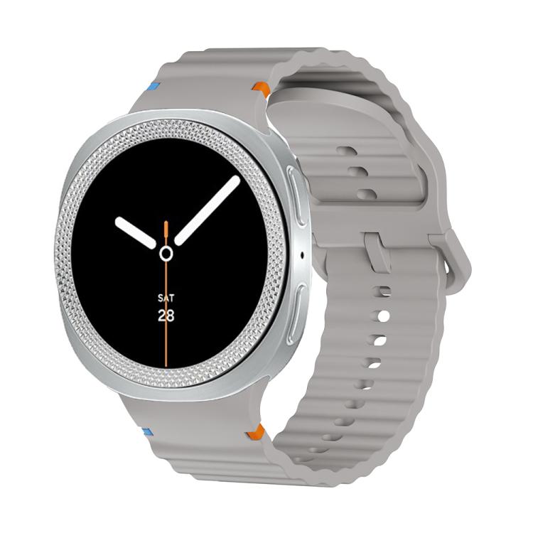 For Samsung Galaxy Watch8 40mm Rhombic Texture Bezel and Wavy Grain Stitched Color Buckle Silicone Watch Band