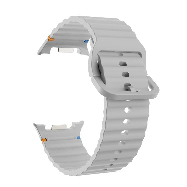 For Samsung Galaxy Watch8 40mm Rhombic Texture Bezel and Wavy Grain Stitched Color Buckle Silicone Watch Band