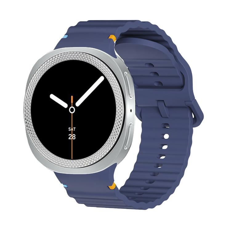 For Samsung Galaxy Watch8 40mm Rhombic Texture Bezel and Wavy Grain Stitched Color Buckle Silicone Watch Band