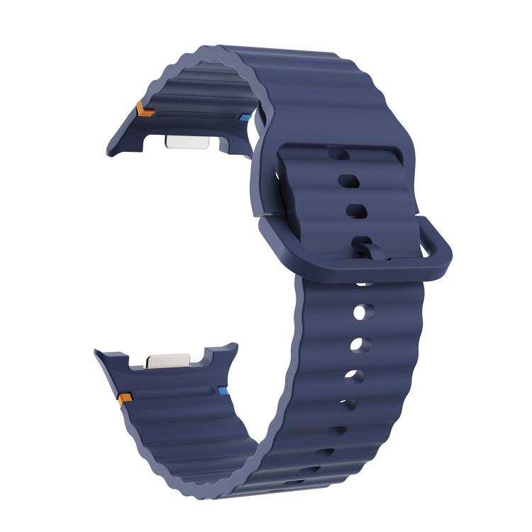 For Samsung Galaxy Watch8 40mm Rhombic Texture Bezel and Wavy Grain Stitched Color Buckle Silicone Watch Band