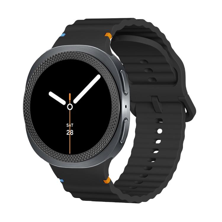 For Samsung Galaxy Watch8 40mm Rhombic Texture Bezel and Wavy Grain Stitched Color Buckle Silicone Watch Band
