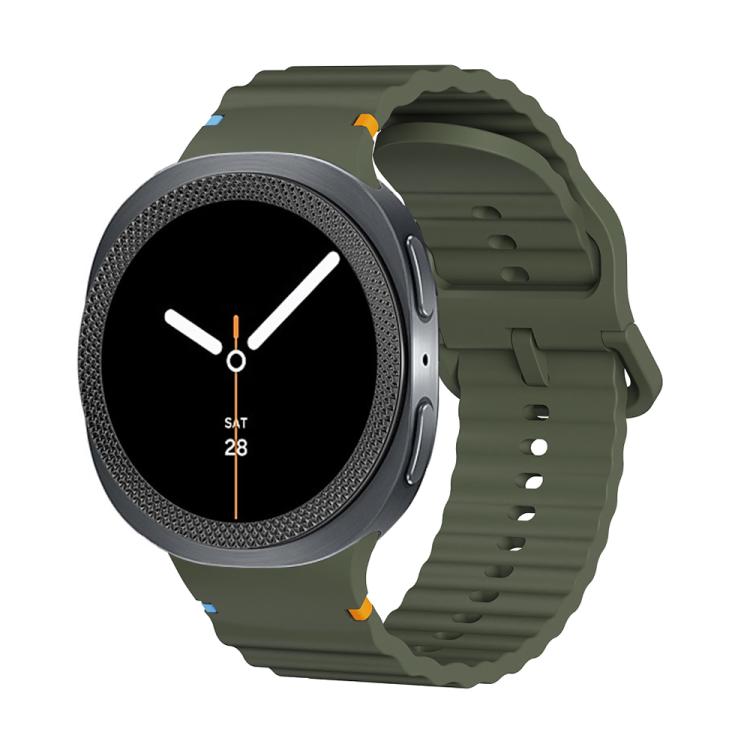 For Samsung Galaxy Watch8 40mm Rhombic Texture Bezel and Wavy Grain Stitched Color Buckle Silicone Watch Band