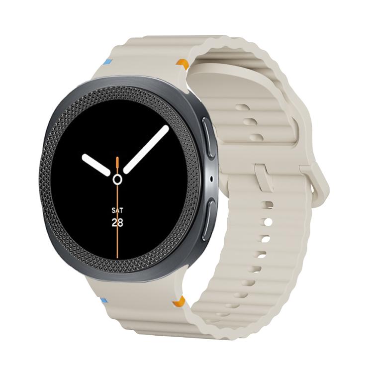 For Samsung Galaxy Watch8 40mm Rhombic Texture Bezel and Wavy Grain Stitched Color Buckle Silicone Watch Band