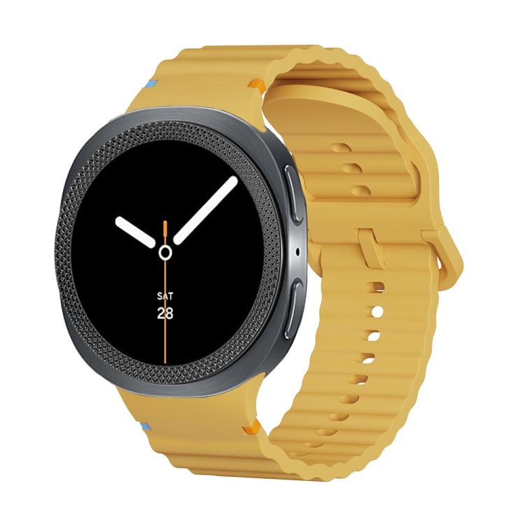 For Samsung Galaxy Watch8 40mm Rhombic Texture Bezel and Wavy Grain Stitched Color Buckle Silicone Watch Band