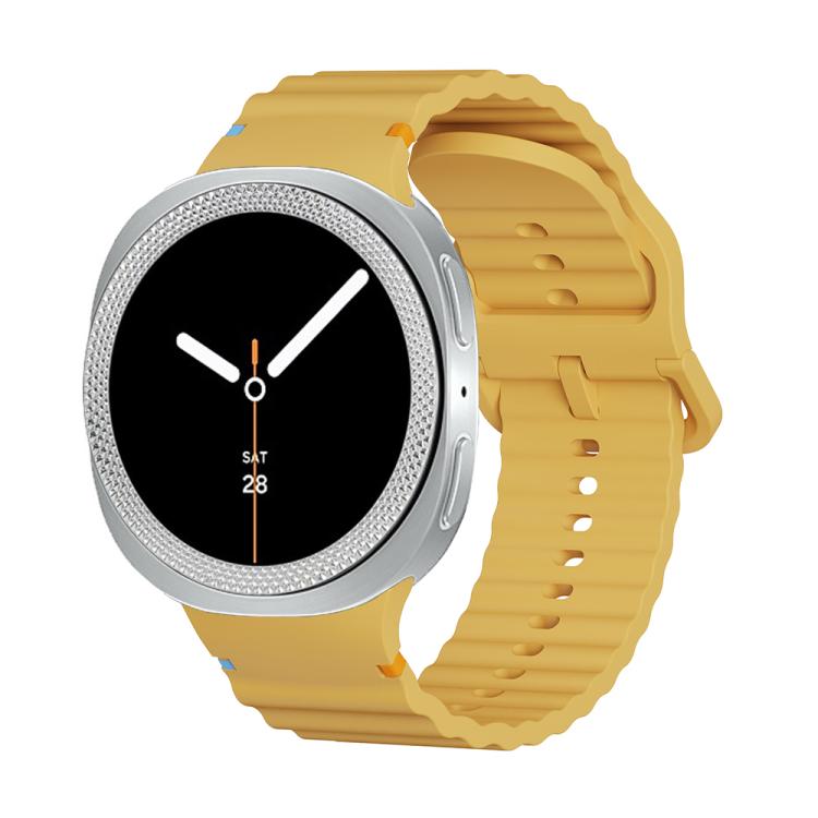 For Samsung Galaxy Watch8 44mm Rhombic Texture Bezel and Wavy Grain Stitched Color Buckle Silicone Watch Band