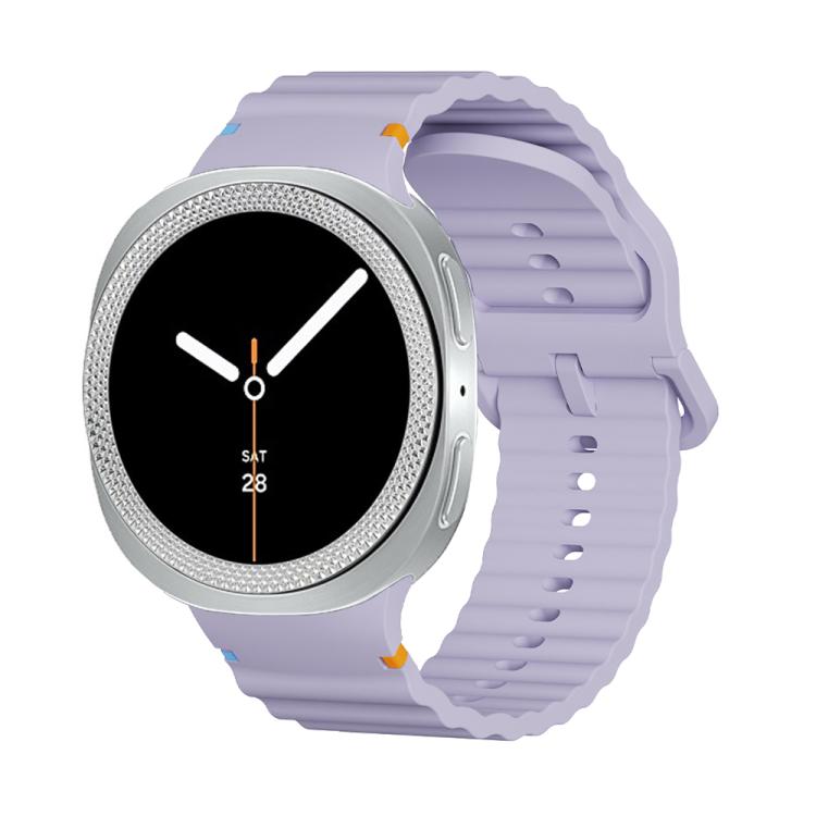 For Samsung Galaxy Watch8 44mm Rhombic Texture Bezel and Wavy Grain Stitched Color Buckle Silicone Watch Band
