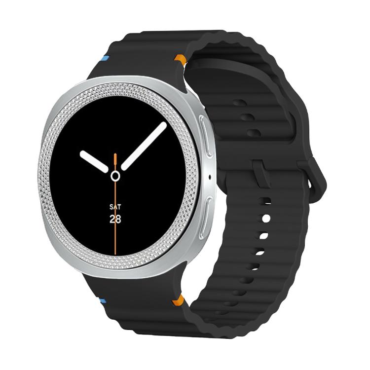 For Samsung Galaxy Watch8 44mm Rhombic Texture Bezel and Wavy Grain Stitched Color Buckle Silicone Watch Band