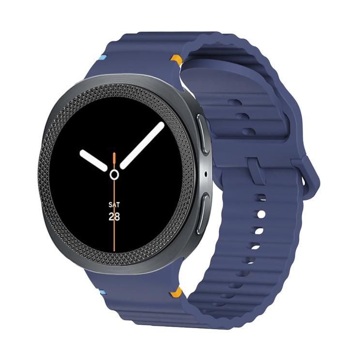 For Samsung Galaxy Watch8 44mm Rhombic Texture Bezel and Wavy Grain Stitched Color Buckle Silicone Watch Band