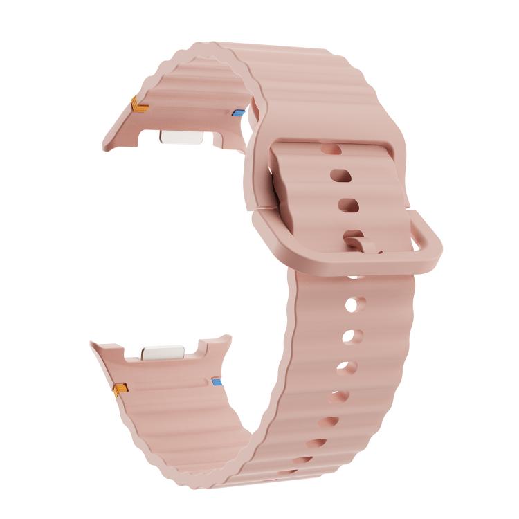 For Samsung Galaxy Watch8 40mm Diamond Bezel and Wavy Grain Stitched Color Buckle Silicone Watch Band