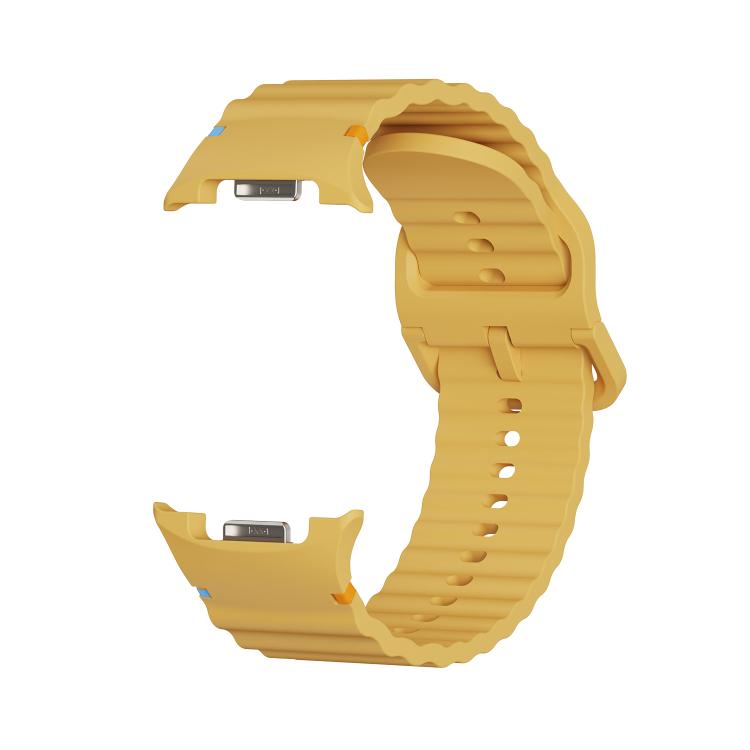For Samsung Galaxy Watch8 40mm Diamond Bezel and Wavy Grain Stitched Color Buckle Silicone Watch Band