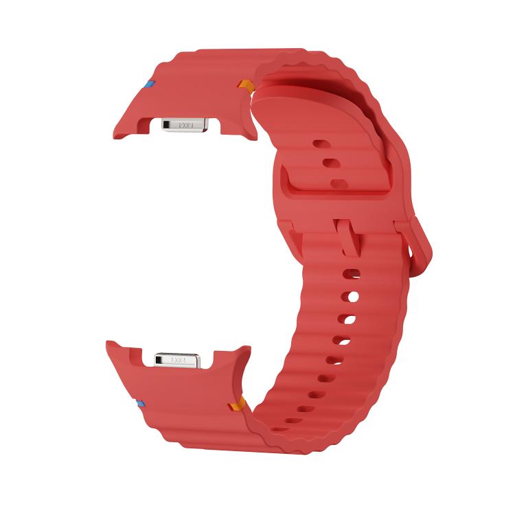 For Samsung Galaxy Watch8 40mm Diamond Bezel and Wavy Grain Stitched Color Buckle Silicone Watch Band