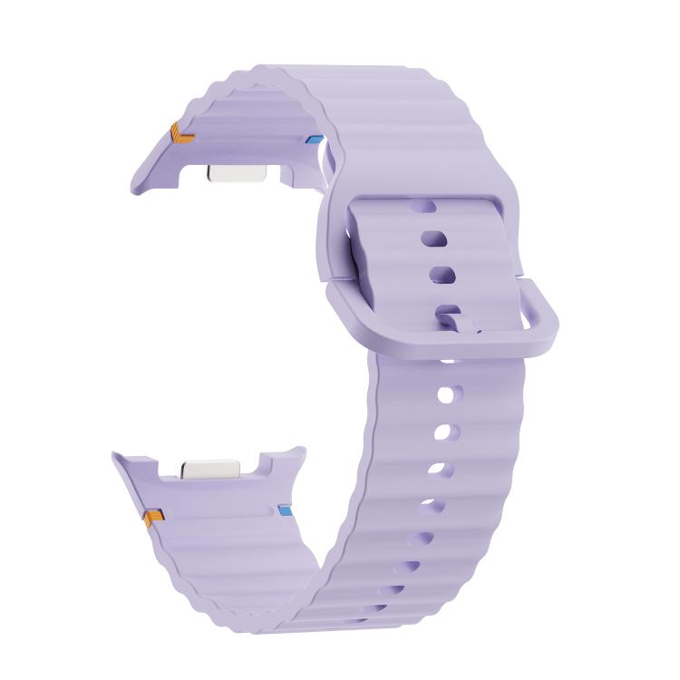 For Samsung Galaxy Watch8 40mm Diamond Bezel and Wavy Grain Stitched Color Buckle Silicone Watch Band