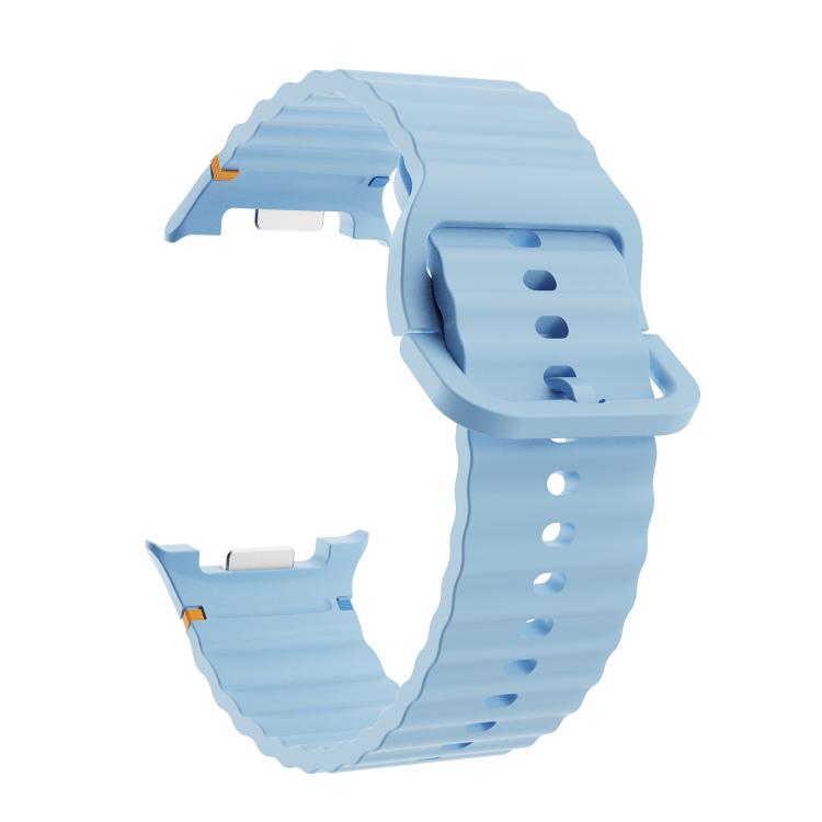 For Samsung Galaxy Watch8 40mm Diamond Bezel and Wavy Grain Stitched Color Buckle Silicone Watch Band