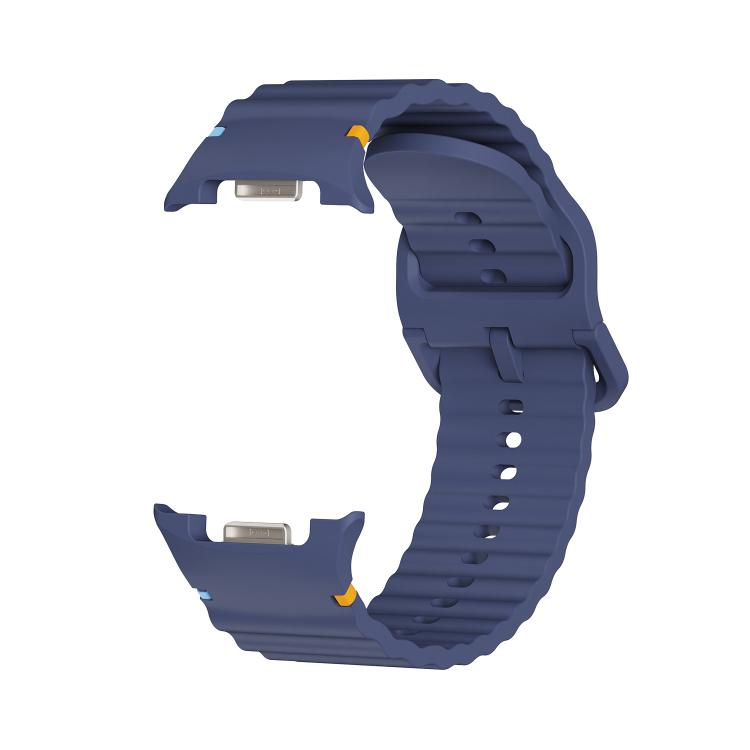 For Samsung Galaxy Watch8 40mm Diamond Bezel and Wavy Grain Stitched Color Buckle Silicone Watch Band