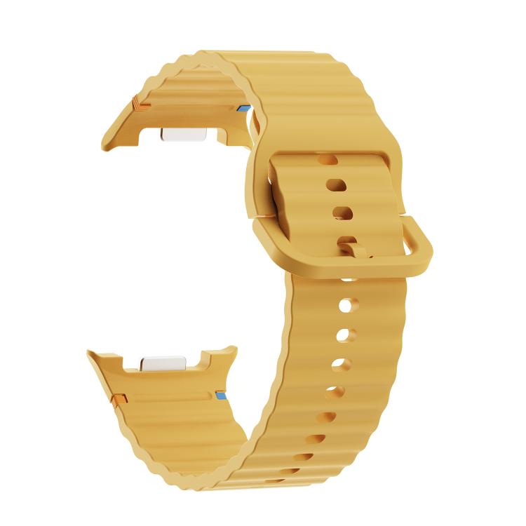 For Samsung Galaxy Watch8 40mm Diamond Bezel and Wavy Grain Stitched Color Buckle Silicone Watch Band
