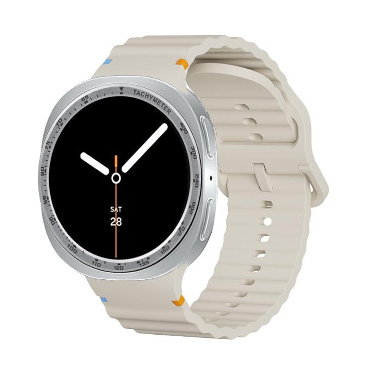 For Samsung Galaxy Watch8 44mm Speed Bezel and Wavy Grain Stitched Color Buckle Silicone Watch Band