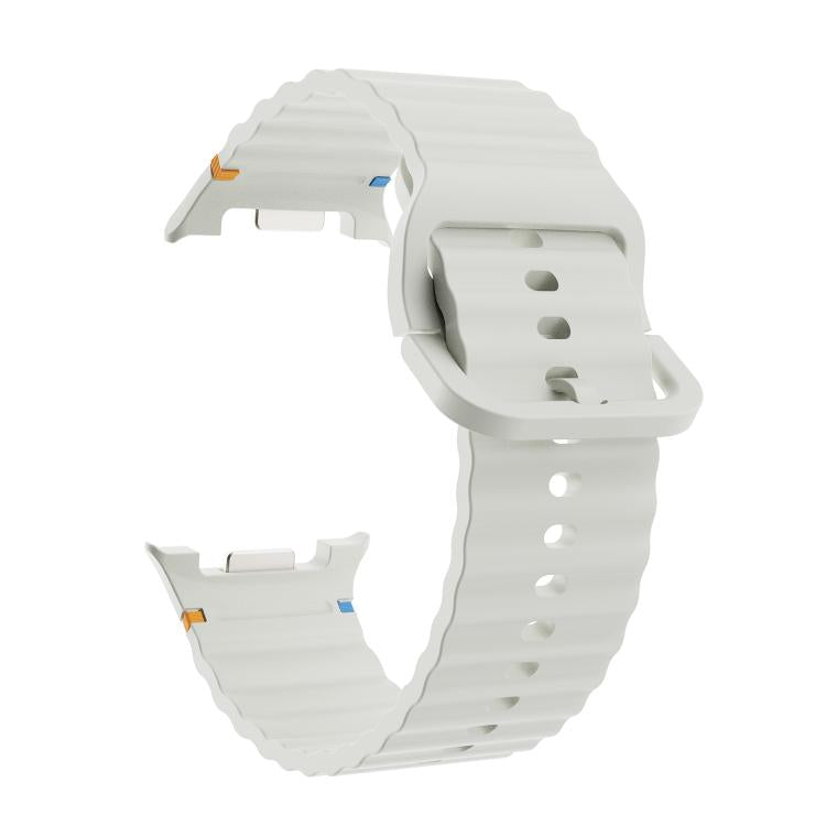 For Samsung Galaxy Watch8 44mm Speed Bezel and Wavy Grain Stitched Color Buckle Silicone Watch Band