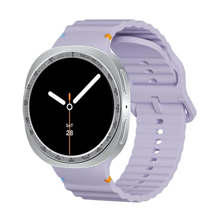 For Samsung Galaxy Watch8 44mm Speed Bezel and Wavy Grain Stitched Color Buckle Silicone Watch Band